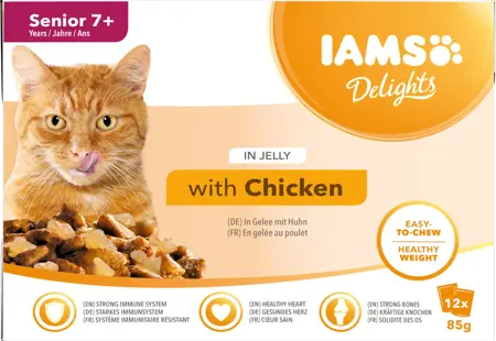 Iams Delights Pouch Senior Chicken Jelly Mp 12X85Gr