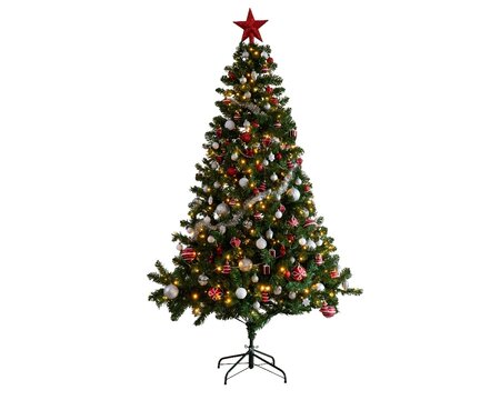 Imperial Pine LED Kunstkerstboom met Decoraties Groen/Wit - H 180 x D 117 cm