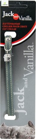 Jack And Vanilla VETLEDER Kattenhalsband Grijs-10mmx30cm