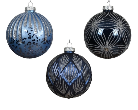 Kerstbal glas d10cm blauw a3 - afbeelding 1