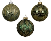 Kerstbal glas d10cm groen a3 - afbeelding 1