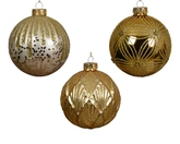 Kerstbal glas d10cm parel/goud a3 - afbeelding 1