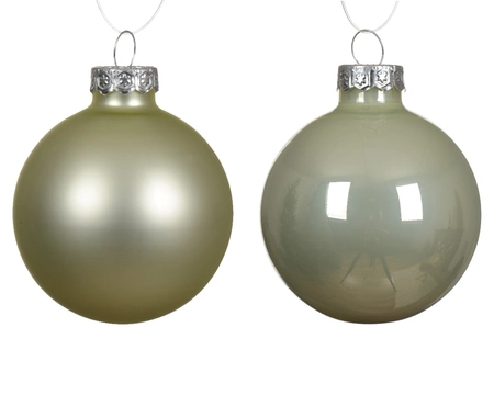 Kerstbal glas d5cm wit mint 12st - afbeelding 2