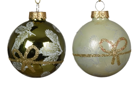 Kerstbal glas d6cm groen a2 - afbeelding 1