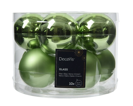 Kerstbal glas d6cm groene thee 10st - afbeelding 1