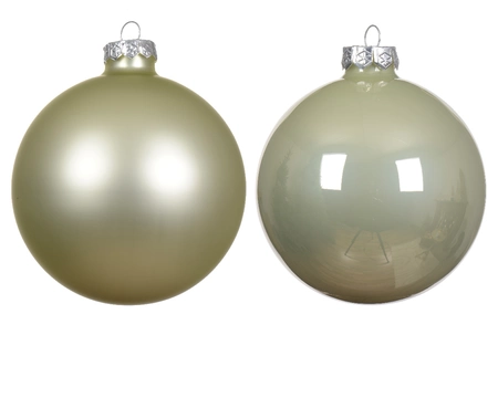 Kerstbal glas d6cm wit mint 10st - afbeelding 2