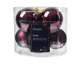 Kerstbal glas d7cm donker mauve 8st