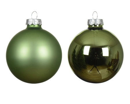 Kerstbal glas d7cm groene thee 8st - afbeelding 2