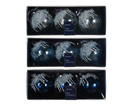 Kerstbal glas d8cm a3 3st - afbeelding 1