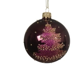 Kerstbal glas d8cm donker mauve