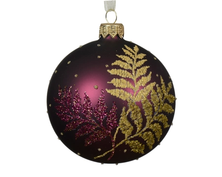 Kerstbal glas d8cm donker mauve