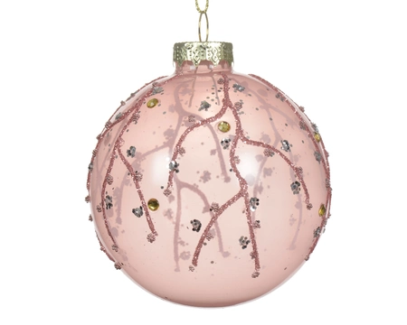 Kerstbal glas d8cm roze 3st - afbeelding 2