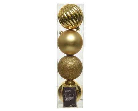 Kerstbal plc d10cm goud ass 4st - afbeelding 1