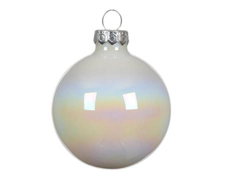 Kerstballen glas d6cm wit/iris 10st - afbeelding 2