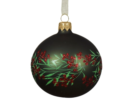 Kerstballen glas d8cm dennengroen