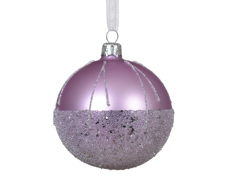 Kerstballen glas d8cm fris lila - afbeelding 1