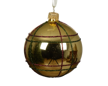 Kerstballen glas d8cm licht goud