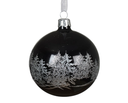 Kerstballen glas d8cm zwart