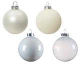 Kerstballen glas shiny-matt-glitter-transparent mix dia7cm winterwit - afbeelding 2