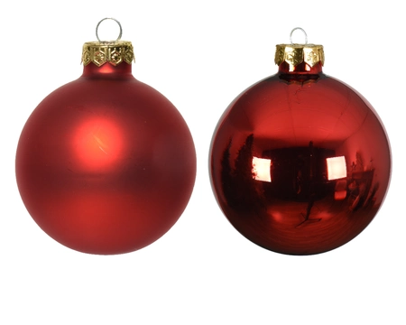 Kerstballen glas shiny-matt mix dia5cm kerstrood - afbeelding 2