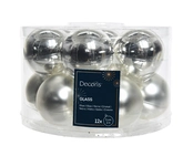 Kerstballen glas shiny-matt mix dia5cm zilver - afbeelding 1