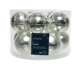 Kerstballen glas shiny-matt mix dia6cm zilver - afbeelding 1