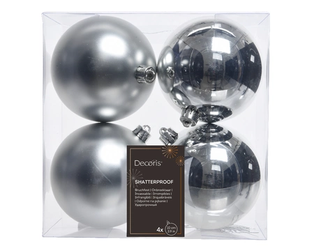 Kerstballen kunststof mix dia10cm zilver - afbeelding 1