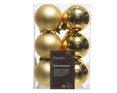 Kerstballen kunststof mix dia6cm licht goud - afbeelding 1