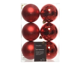 Kerstballen kunststof mix dia8cm kerstrood - afbeelding 1