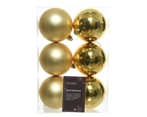 Kerstballen kunststof mix dia8cm licht goud - afbeelding 1