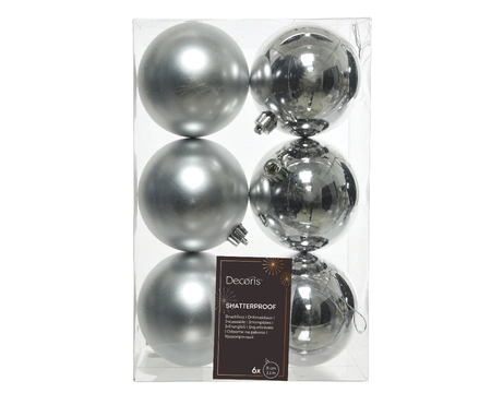 Kerstballen kunststof mix dia8cm zilver - afbeelding 1