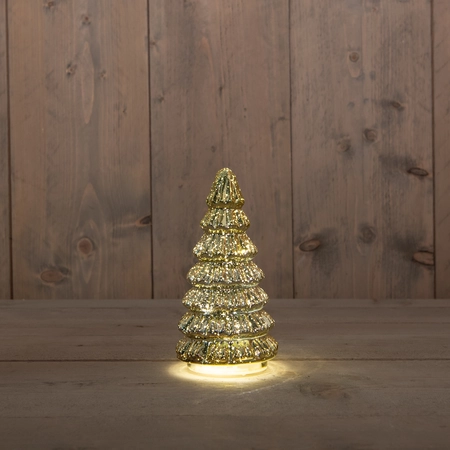 Kerstboompje 10led 18.5x9.5cm goud - afbeelding 1