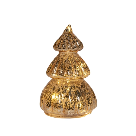 Kerstboompje glas 15x8cm goud - afbeelding 1