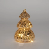 Kerstboompje glas 15x8cm goud - afbeelding 3