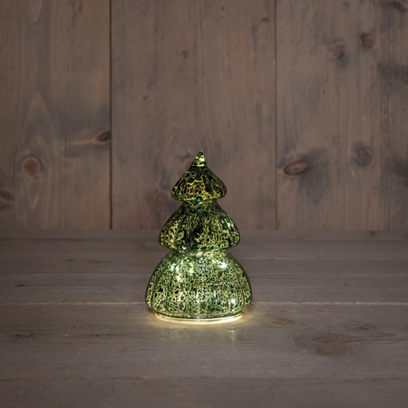 Kerstboompje glas 15x8cm groen - afbeelding 2