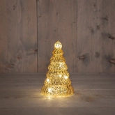 Kerstboompje glas 17.5x10.5cm goud - afbeelding 2