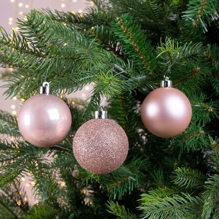 Kunststof Kerstballen Tube 10 stuks - Blush Pink - afbeelding 3