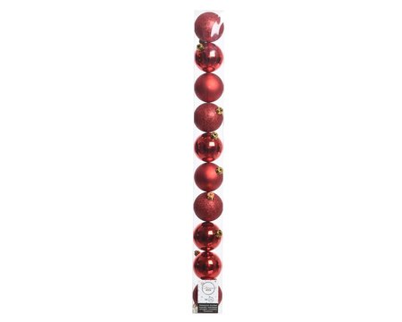 Kunststof Kerstballen Tube 10 stuks - Christmas Red - afbeelding 1