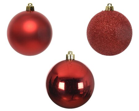 Kunststof Kerstballen Tube 10 stuks - Christmas Red - afbeelding 2