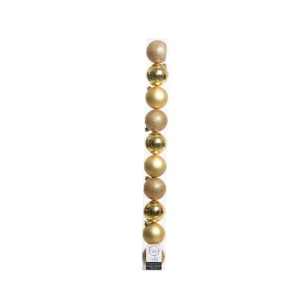 Decoris Kunststof Kerstballen Tube 10 stuks - Licht Goud - afbeelding 1