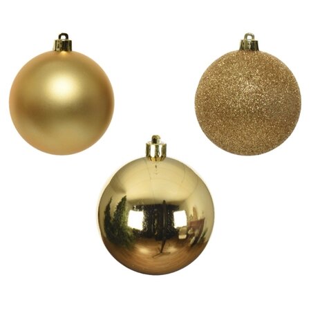 Decoris Kunststof Kerstballen Tube 10 stuks - Licht Goud - afbeelding 2