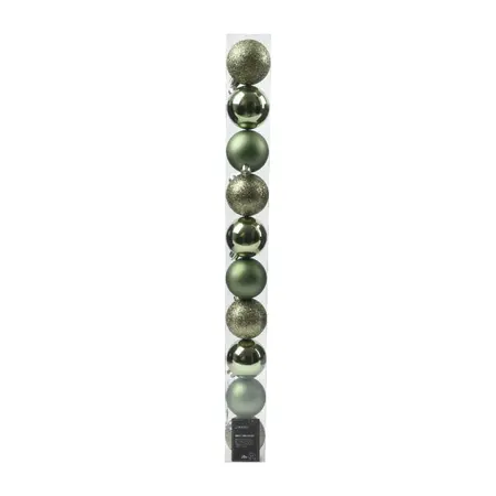 Kunststof kerstballen tube 10 stuks rosemary green