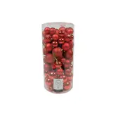 Kunststof kerstballen tube 100 stuks christmas red