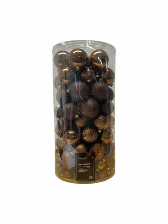 Kunststof kerstballen tube 100 stuks espresso