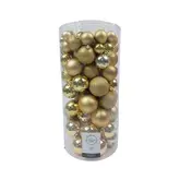 Kunststof kerstballen tube 100 stuks light gold