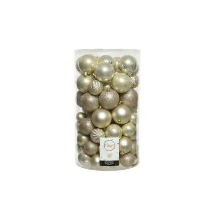 Kunststof kerstballen tube 100 stuks pearl