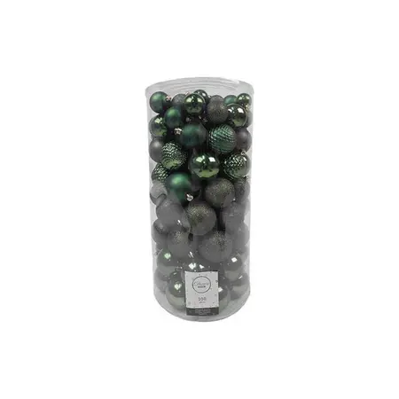 Kunststof kerstballen tube 100 stuks pine green