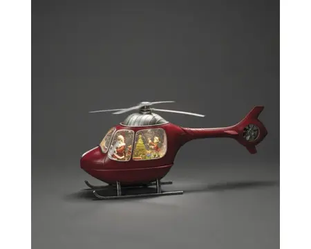 LED kerstlantaarn helikopter met kerstman en kind - afbeelding 2