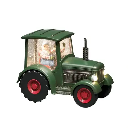 LED kerstlantaarn tractor met kerstman als boer - afbeelding 1