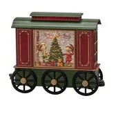 LED kerstlantaarn treinwagon met kinderen en kerstboom - afbeelding 1